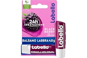 Labello Blackberry Shine Burrocacao Labbra 4.8 g, Balsamo Labbra Colorato All'Aroma Di More, Lip Balm Idratante 24H Con Ingredienti Naturali E Pigmenti Colorati