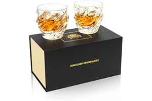 KANARS 2 Pièces Verres à Whisky, 260 ml Verre a Whiskey en Cristal pour Cognac, Martini, Whisky, Scotch, Belle Boîte Cadeau