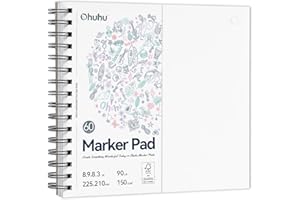 Ohuhu Skizzenbuch Doppelseitig Durchschlagfest - 120 Seiten (60 Blatt) 150 g/m² Papier - Spiralgebundenes, Beidseitig Nutzbar, Spiralbindung für Alkoholmarker & Aquarell, Ideal für Illustration