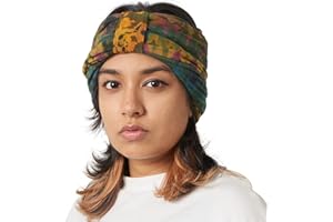 CHARM Casualbox - Tie-Dye Winter Headband - Hippie Fashion - Elastic Head Wrap Cover - 60's 70's Retro Bandana - Psychedelic Flower Pattern C