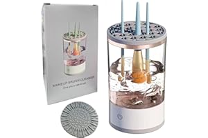 JIANGLAI Electric Makeup Brush Cleaner Machine, Automatic Spinning Cosmetic Brush Cleaner, Fits, Clear