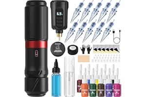 PFARRER Tattoo Maschine Set with 4 Modes 1500mAh Akku LCD Digital 10PCS Tattoo Cartridge 10 Tattoo Inks Kompletter Tattoo Zubehör PRP83KIT-1