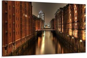 bestpricepictures 120 x 80 cm Bild auf Leinwand Hamburg 5051-SCT deutsche Marke und Lager - Die Bilder/das Wandbild/der Kunstdruck ist fertig gerahmt