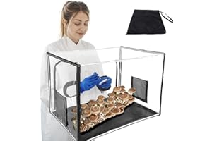 KENSBRO Still Air Box per Funghi,Kit Coltivazione Funghi Con 2 Porte A Braccio Scatola D'aria,Kit Portatile per La Coltivazione di Funghi in PVC Per Spore Coltivazione Versatile Forniture Orticole