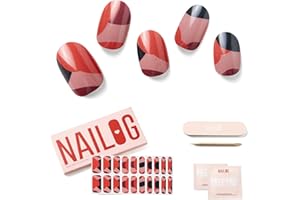 ‎NAILOG NAILOG Halbwegs Ausgehärtet Gel Nail Wrap 20pcs Lang Anhaltende Nagellackstreifen, Gel-Nagelaufkleber in Salonqualität, Nail Art Strips Kit mit glänzendem Gel-Finish, Angelica