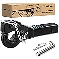 Nilight 10-TON Pintle Hitch for 2-Inch Receiver Hook Military Receiver 20000LBS,Fits 2-1/2 in Lunette Ring, Gloss Black Powder Coat
