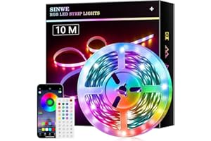 SINWE Led Strip,10M RGB Led Streifen,Smart Lights,Led Leiste mit Fernbedienung und APP, Musik Sync,Timer-Einstellung für Gaming Zimmer, Room, Küche, Zuhause Partei