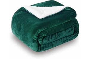 SOCHOW Coperta Plaid in Pile Sherpa, Verde 220 x 240 cm Coperta di Peluche Super Morbida e Lussuosa a Doppio Strati