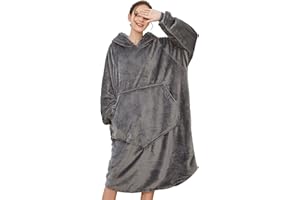 SVANCO Bata Manta con Capucha Grande Sudadera con Capucha Cálido Suave Manta de Polar Sherpa con Bolsillo Jersey Gran Manta Invierno Manta de TV Cálida Bata de Casa Pullover para Mujer Hombres Adultos