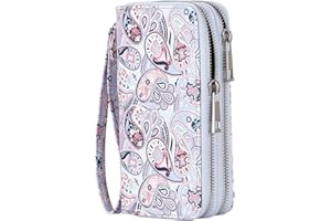 HAWEE Double Zipper Wallet for Woman Clutch Purse with Cell Phone Holder for Smart Phone/Card/Coin/Cash