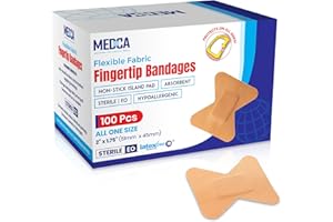 MEDCA Bendaggio in Tessuto Flessibile - Bende Adesive in Tessuto Elasticizzato per Polpastrelli – Bende per la Cura delle Dita e per Proteggere le Ferite dalle Infezioni – (Scatola da 100 Pezzi)