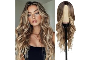 SeclitWu Lange Ombre blonden Perücken für Frauen Mädchen 66 cm Lockige synthetische Hitzebeständige Faser Cosplay Kostüm Charmante Perücke für Tägliche Karneval Fasching (Ombre blonden)