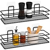 Kabakoz Yapışkanlı Metal Raf İkili Set, 2'li Yapışkan Duvar Rafı | Mutfak Banyo, Kolayca Kurulur, Delme Ve Montaj Gerektirmez