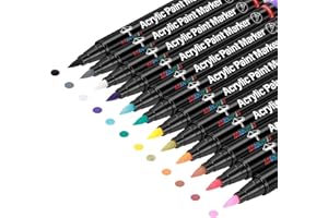Jmoryd 12 Acrylic Paint Pens Markers for Rocks Painting Glass Stone Wood Ceramic Craft Supplies Great for Christmas Easter Egg Pumpkin Markers