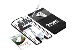 KINGTOP Golf Putting Alignment Mirror with Putting Cup Combo, Portable Swing Training Aids, Practice Putting Trainer with Hole Cup Set, Mirror Size 12”L x 6”W