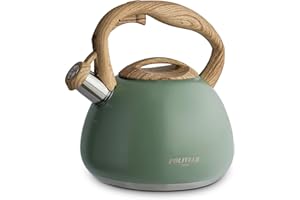 POLIVIAR 7379 POLIVIAR Stove Top Kettle- Gas Stovetop Kettle 2.7 L- Audible Whistling Kettle- Food Grade Stainless Steel for AntiRust and Anti Hot Handle- Suitable for All Heat Sources (Green)