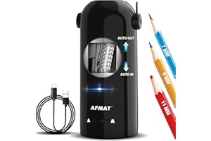 ‎AFMAT AFMAT Vollautomatischer Elektrischer Anspitzer mit Behälter,Elektrischer Spitzer für 7-11,5mm stifte,Tragbar und Sicher,Wiederaufladbarer Bleistiftspitzer für Haus, Büro, Schule,Schwarz