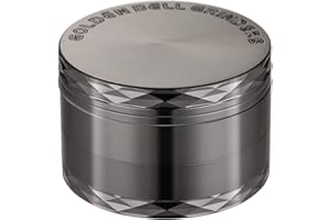 LIHAO Grinder Zinc Alloy Spice Grinder Stylish Diamond Edge Lid 2 inch Grinder for Dry Spices - Nickle Black