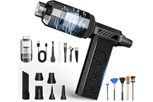 AECHO Souffleur Air Comprimé, 2 in 1 Souffleur & Aspirateur, 150000 TR/Min Air Comprimé avec Batterie 8000mAh, Lumière LED, 4 Vitesses, Mini sans Fil pour Nettoyage PC, Animaux, Canapé, Voiture