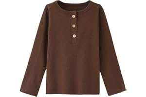 BINIDUCKLING Kids Boys Girls Long Sleeve Henley T-Shirt Plain Top Tees with Buttons 2-7T