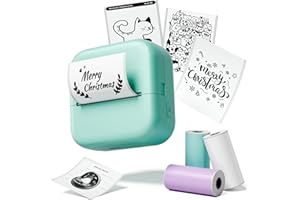 Omezizy Aufkleber Drucker M02X Sticker Drcuker Mini Drucker für Smartphone mit 3 Rollen Etiketten, Mini Thermodrucker Bluetooth Belegdrucker für Studiennotizen, Fotos, Erstellung, Geschenke
