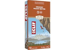 CLIF Bar Energy Bars/Nutritional Protein Bar, Source of Plant Based Protein, Crunchy Peanut Butter, 12 x 68g