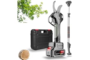 FABLESTORYEM Forbice Potatura a Batteria 50mm con Asta di Estensione: Cesoie Potatura Elettriche Professionali Con 4500 mAh Batteria - Forbice Elettrica per Potatura con LCD Display per Jardinage,2Battery