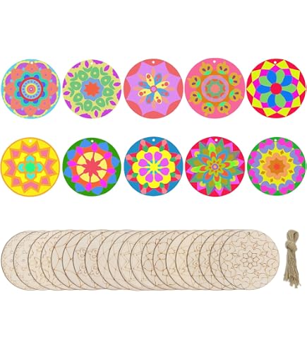 Vercraft Mandala Bastelset – 28-teilig Mit 10 Holzvorlagen & 18 Buntstiften | DIY Malen Für Erwachsene | Entspannung & Dekoration