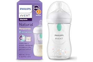 Philips Avent Biberon Natural Response - Biberon da 260 ml con valvola Airfree, senza BPA per neonati da 1 mese in su, con motivo di orso (modello SCY673/82)