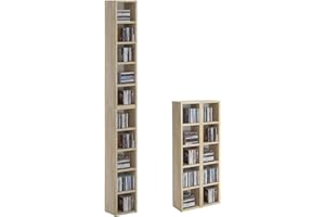 CARO-Möbel CD DVD Regal Ständer Aufbewahrung Chart, in Sonoma Eiche mit 10 Fächern für bis zu 160 CDs, 20x186,5 cm (Breite x Höhe)