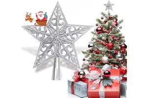 NOCHME Weihnachtsbaumspitze Stern Vintage Leicht Klassisch Kunststoff Ausgehöhlt Weihnachts Dekoration Stern, Ideale Christbaumspitze Dekoration Ornament Silber