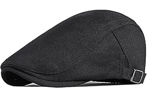 BIGOCO Gorra Boinas Plana Respirable Hombre,Gorras Irlandesa Ajustable Cabbie Gatsby Cap,Newsboy Casquillo Sombreros,Clásico Flat Cap con Visera Sombrero