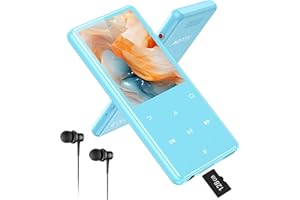 AGPTEK 128 GB MP3 Bluetooth 5.4 con Altavoz, 2,4" Reproductor MP3 Deportivo de Metal Sonido HiFi sin pérdidas, Reproductor de Música Portátil para Niños con botón Grabador Radio FM, Azul