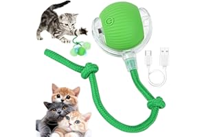 jwogngls Pelota Interactiva para Gatos, Pelota Viva para Gato con Cola, Juguetes para Gatos Inteligente, Smart Rolling Ball 360° Rotating para Perros, Gato (Verde)