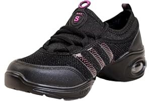 s.lemon Jazz Sneaker,Women Black Lace Up Split Sole Dance Trainers