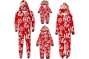 SONNENA Familie Schlafanzug Familie Outfit Set Lange Jumpsuit Winter Jumpsuit Rotes Weihnachtspyjama Familie Set Kuschelig Nachtwäsche Hausanzug Weihnachts Matching Pyjamas
