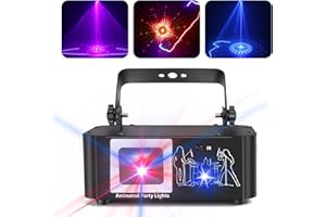 ‎LITTLEBOYNY Discolicht Partylicht,T04，3D RGB Animation Party Licht DMX 512 Beam Effekt Licht, mit Fernbedienung Musik Sound Activated DJ Disco Lichter für Halloween Geburtstag Party Bar Nachtclub KTV