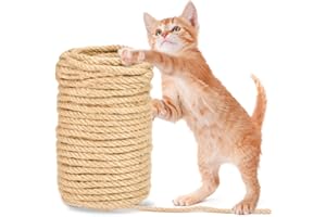 EKKONG Corda in Sisal, Corda Sisal per Gatti,Corda in Sisal per Tiragraffi,per Riparazione e Sostituzione di Gatto Scratching Pilastro,Utilizzato per Proteggere i Gatti dai pericoli (6mm (15 Meter))