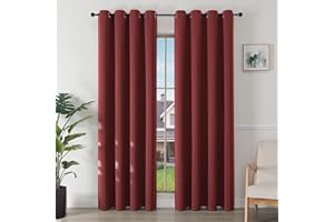 Joydeco Tende Oscuranti per Interni 2 Pezzi L 140 x A 200, Tende Termiche con Occhielli Rosso Borgogna per Soggiorno Moderne, Cameretta Bambini, Camera