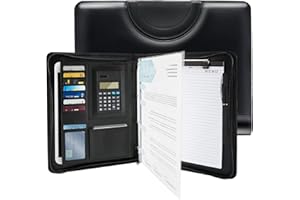 ‎ICYANT icyant Schreibmappe a4, Konferenzmappe mit Reißverschluss und magnetischem Griff, Multifunktions Wasserdicht Ledermappe mit Ringbinder/Rechner/10 Transparent Ordnertaschen/Notizblock/Klemmbrett