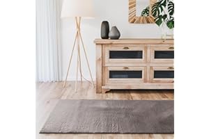 ‎INTERIYOU Interiyou Fargo - Teppich Wohnzimmer 70x200 cm Grau - Kurzflor Waschbar und rutschfest - Flauschiger Fellteppich aus Kunstfell - weicher Langflor Fell