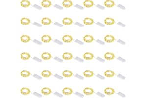 Carastek 30 Piezas Cadena de Luces con Pilas, 10 LEDs 1M Luces de Cadena Micro Cobre, Cadena Luces LED a Pilas, para Interiores, Navidad, Exteriores, Fiestas, Bodas, Blanco Cálido