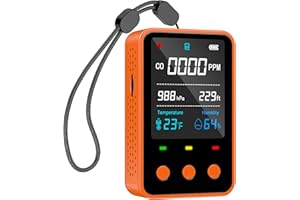 Gedsffati Tragbarer CO-Melder Kohlenmonoxidmelder, Mobiler CO-Warner Warnmelder CO-Messgerät mit Luftdruck- & Meereshöhe- & Temperatur- & Luftfeuchtigkeitsmessungen, für Camping Reise Auto, Orange