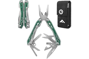 FLISSA Multiherramienta de Alicate, 16 en 1 Alicate Multiuso, Herramienta Multifuncional Plegable, Acero Inoxidable, con Bolsita Oxford, Perfecto para Acampada, Senderismo,etc. (Verde)