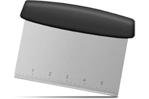 N / B Raschietto per pasta, tagliapasta con manico e scala di misurazione, raschietto da banco con lama in acciaio inossidabile per uso alimentare, ottimo come raschietto per pasta, 7 pollici, nero