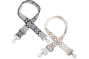 Lot de 2 Bretelles réglables Boho pour Sacs de 3,8 cm de Large, Sangle de Poche 80-141 cm, bandoulière avec Mousqueton pour Sacs à bandoulière, Sacs à Main (2 Couleurs)