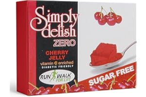 Simply Delish, Sugar-Free Jelly Dessert - Vegan, Gluten and Fat-Free, Cherry Flavour - Pack of 6, Keto Friendly Sweets
