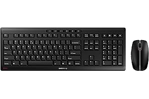 CHERRY STREAM DESKTOP, Pack de Teclado y Ratón Inalámbricos, Distribución de Teclado Europeo (QWERTY), Radiofrecuencia 2,4 GHz, Teclas Silenciosas, Teclas Planas, a Pilas, Negro
