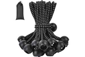 Adiwo 50 st elastiska snören med 10 cm bollar, hållbara bärbara presenningsremmar, elastiskt rep i gummi, elastiskt bollrep för presenningar, paviljonger, tält, camping