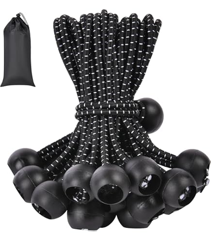 Juego De 30 Tensores Elásticos Con Bola Para Toldos Y Lonas - Longitudes 10, 15 Y 20 Cm, Ideal Para Camping Y Fijación